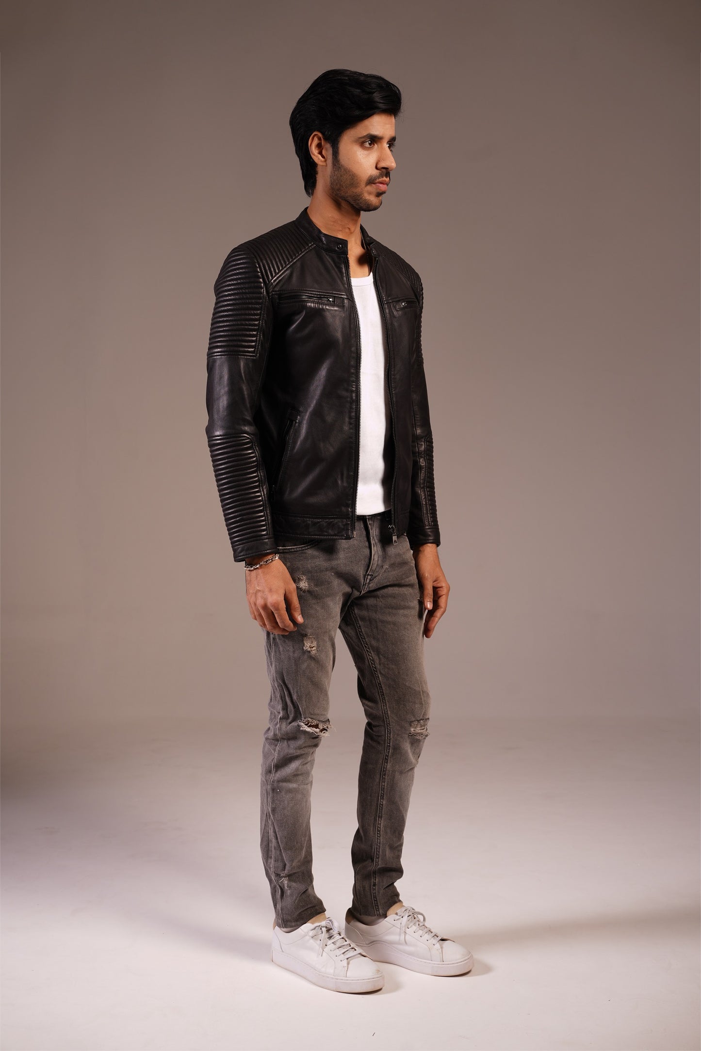 RACER BIKER LEATHER JACKET
