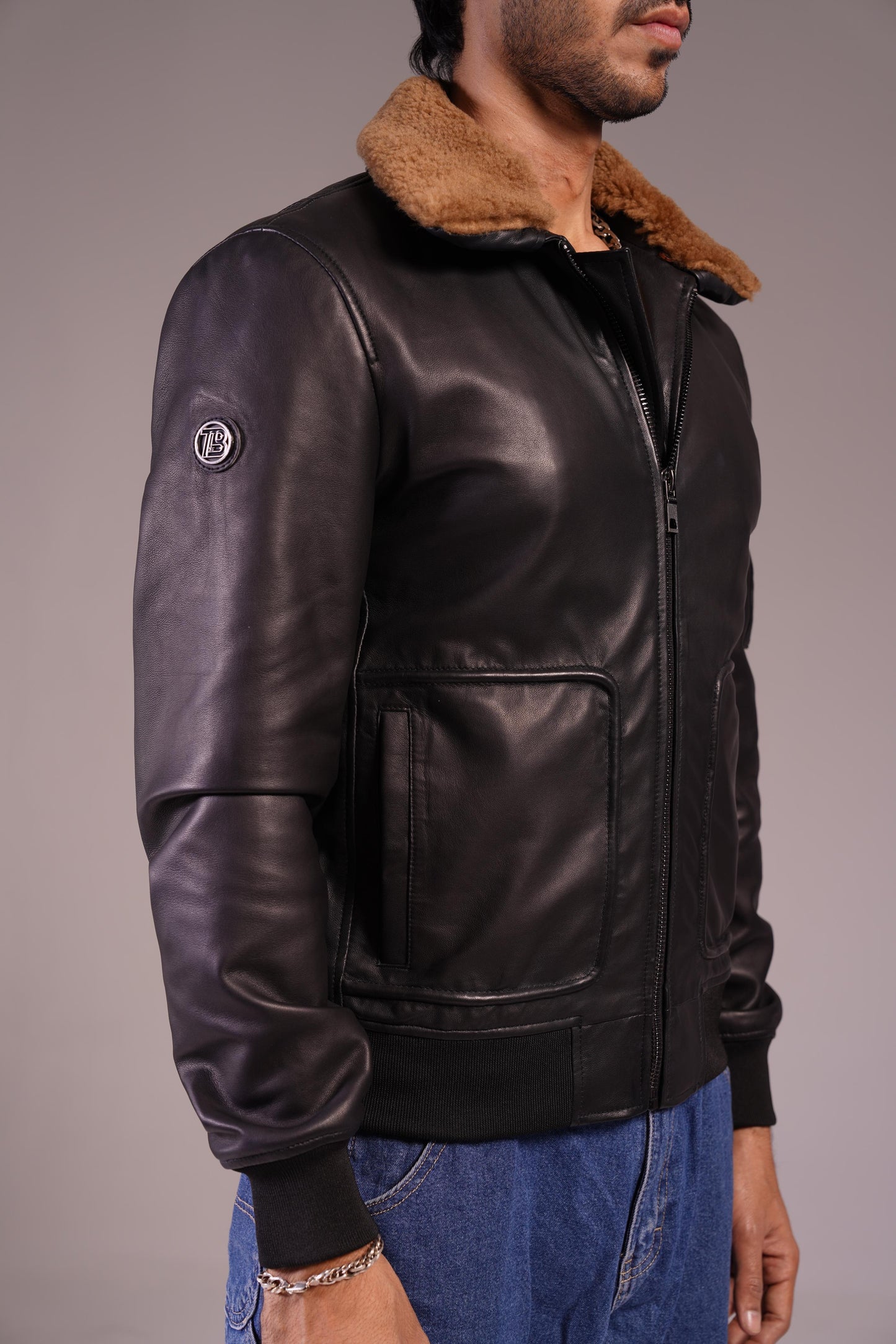DETACHABLE FUR LEATHER JACKET