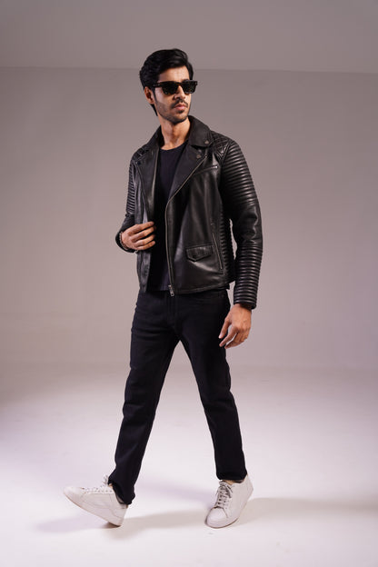 CROSS ZIP BIKER - LEATHER JACKET