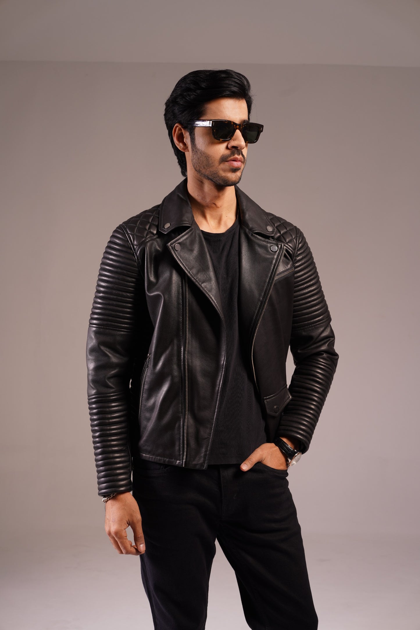 CROSS ZIP BIKER - LEATHER JACKET