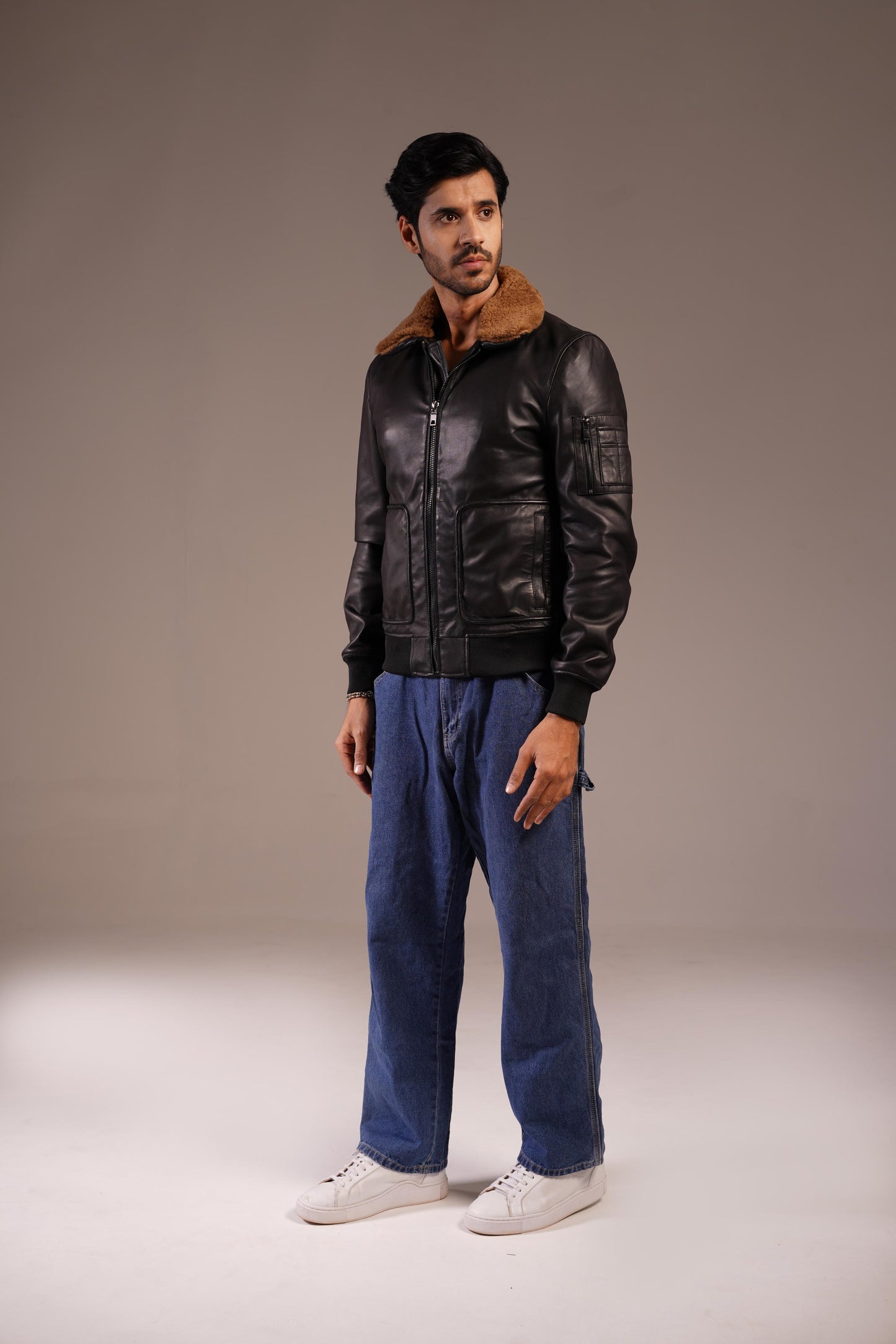 DETACHABLE FUR LEATHER JACKET