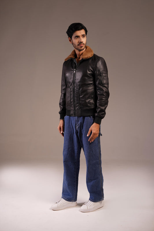 DETACHABLE FUR LEATHER JACKET