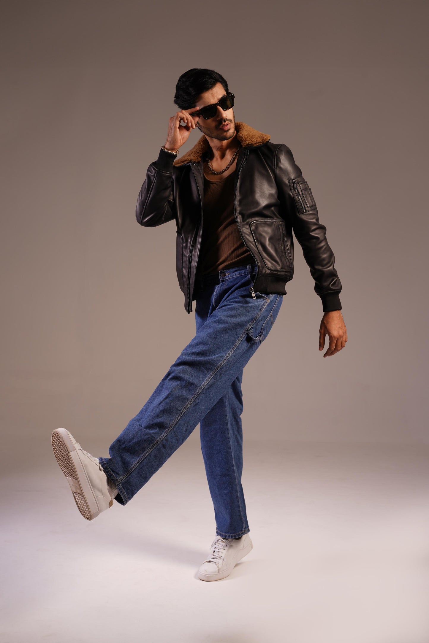 DETACHABLE FUR LEATHER JACKET