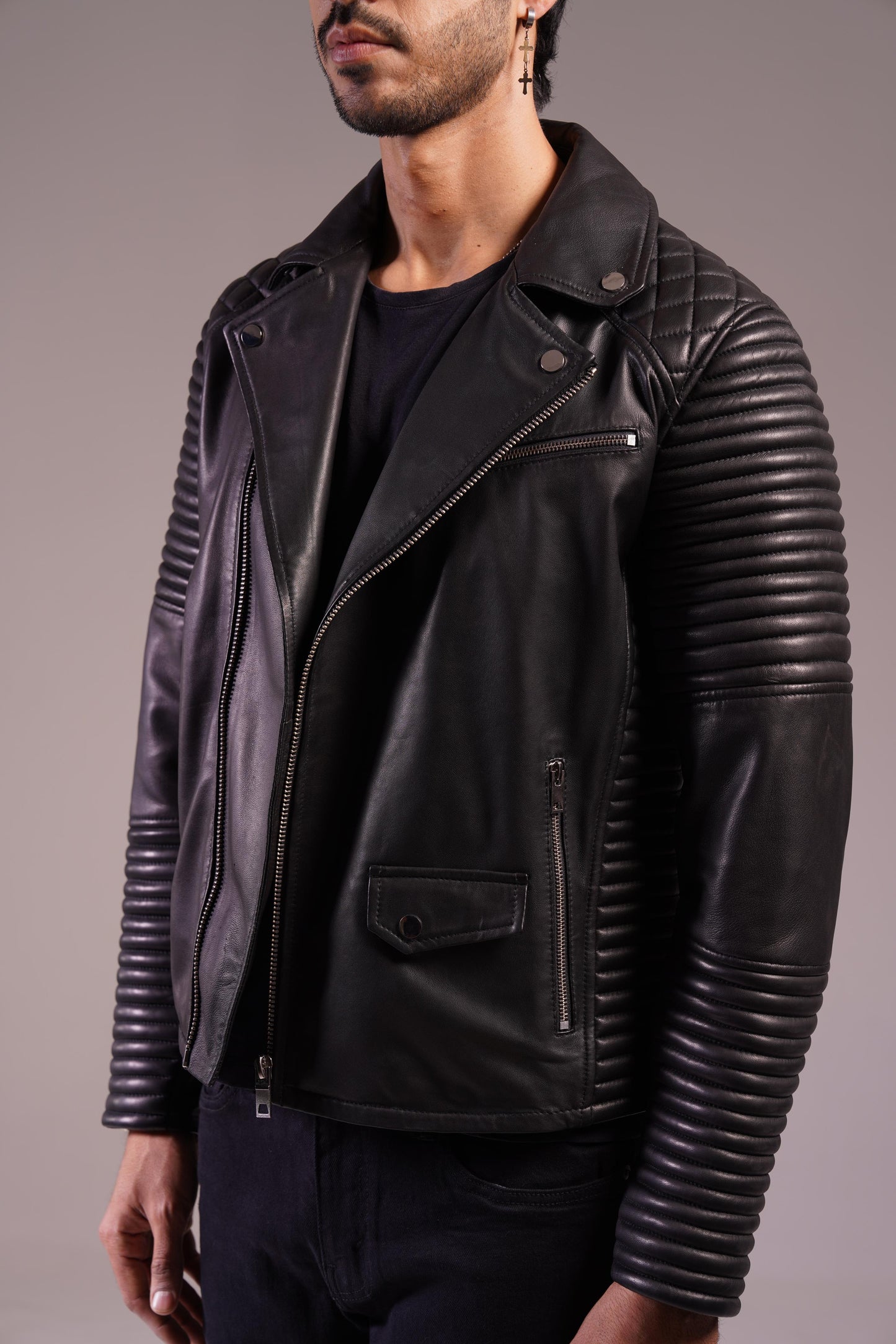 CROSS ZIP BIKER - LEATHER JACKET