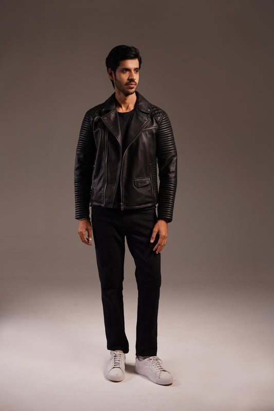 CROSS ZIP BIKER - LEATHER JACKET