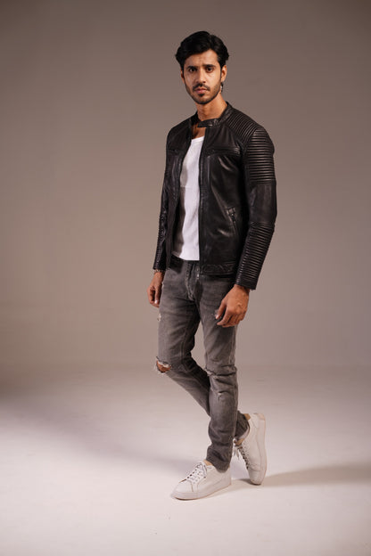 RACER BIKER LEATHER JACKET